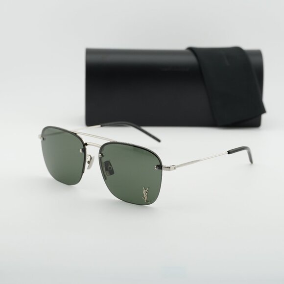 Saint Laurent SL309M 002 Aviator Sunglasses - Silver\\Grey main image 9
